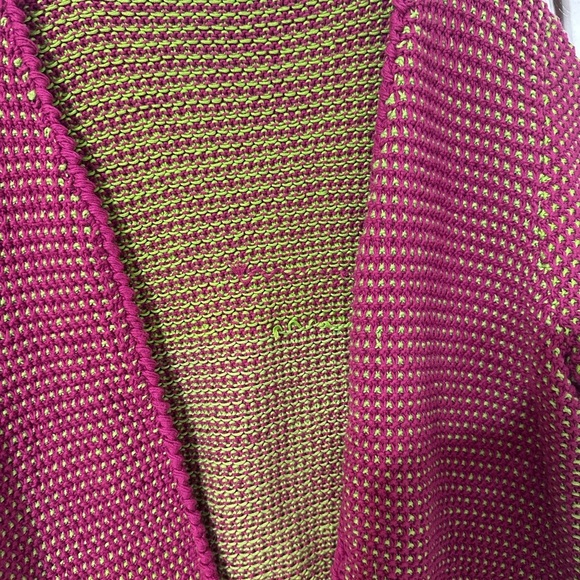 Vintage Handmade Knitted Cardigan Reversible Pink and Green - Picture 3 of 4